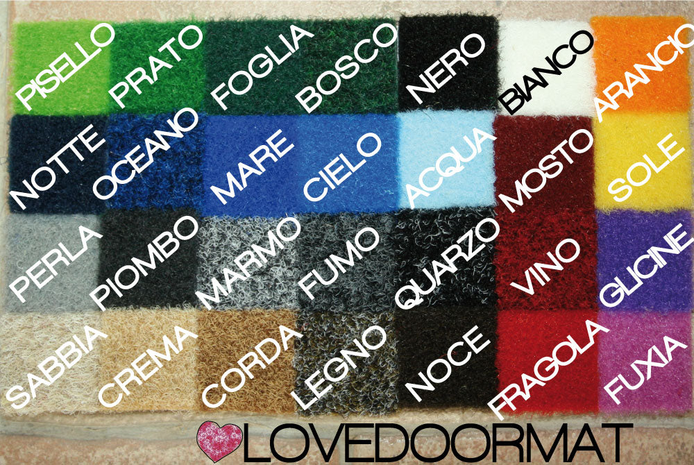 Colori Zerbino Personalizzato Intarsiato LOVEDOORMAT in Ppl, Fondo in Gomma