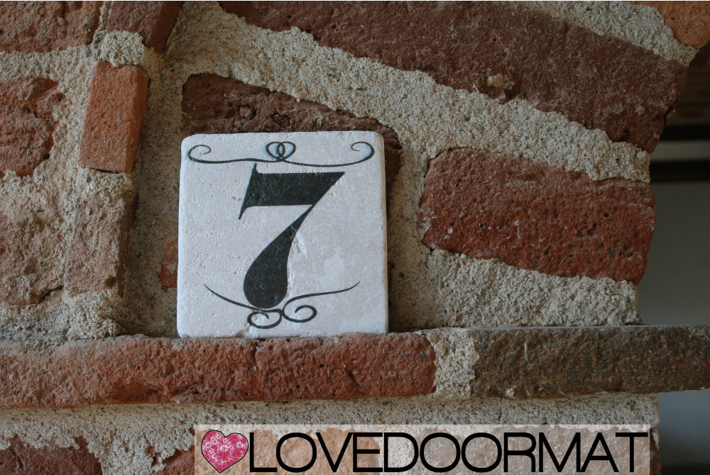 7 - Formella Numero Civico – Sublime – LOVEDOORMAT in Marmo 100% Naturale, Numeri, Lettere e Terminali
