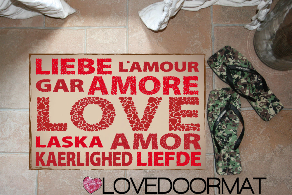 Zerbino Personalizzabile – Mondo D'Amore – LOVEDOORMAT in Feltro, Fondo in Gomma, 100% asciugapassi