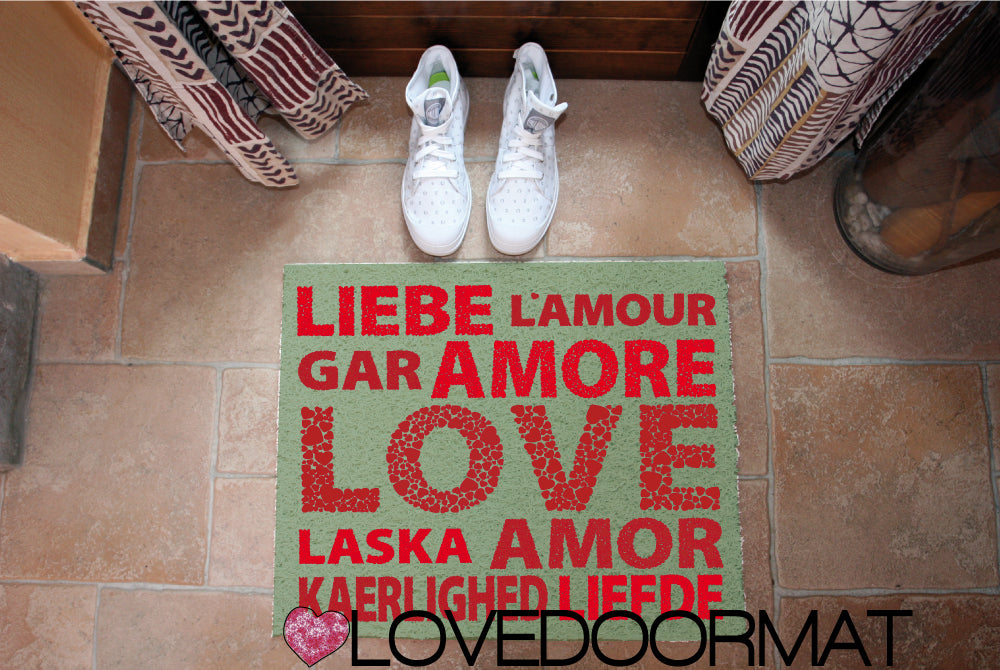 Zerbino Personalizzabile – Mondo D'Amore – LOVEDOORMAT in Pvc, Fondo in Gomma, 100% Impermeabile