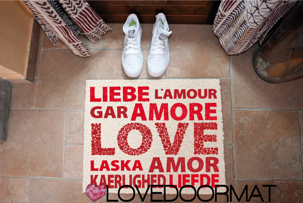 Zerbino Personalizzabile – Mondo D'Amore – LOVEDOORMAT in Pvc, Fondo in Gomma, 100% Impermeabile