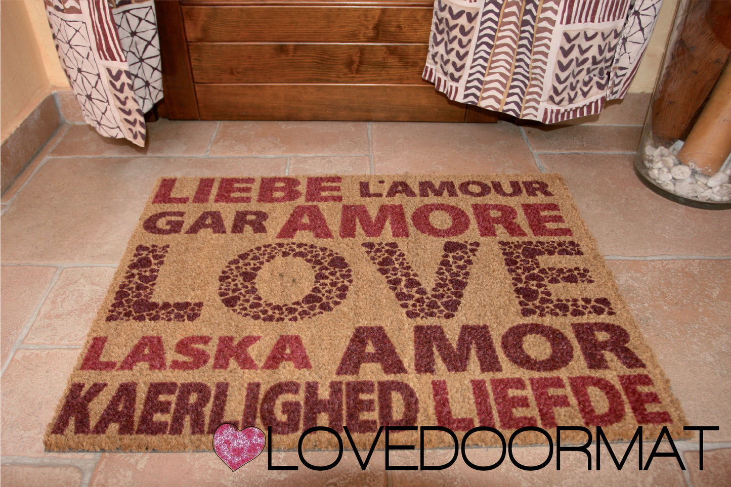 Zerbino Personalizzabile – Mondo D'Amore – LOVEDOORMAT in Cocco, Fondo in Gomma 100% BIO