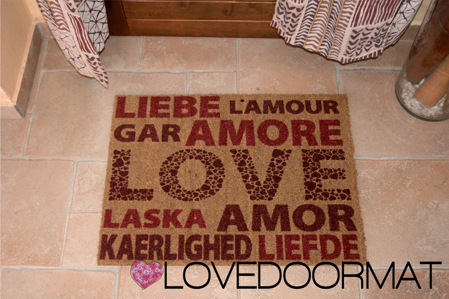Zerbino Personalizzabile – Mondo D'Amore – LOVEDOORMAT in Cocco, Fondo in Gomma 100% BIO