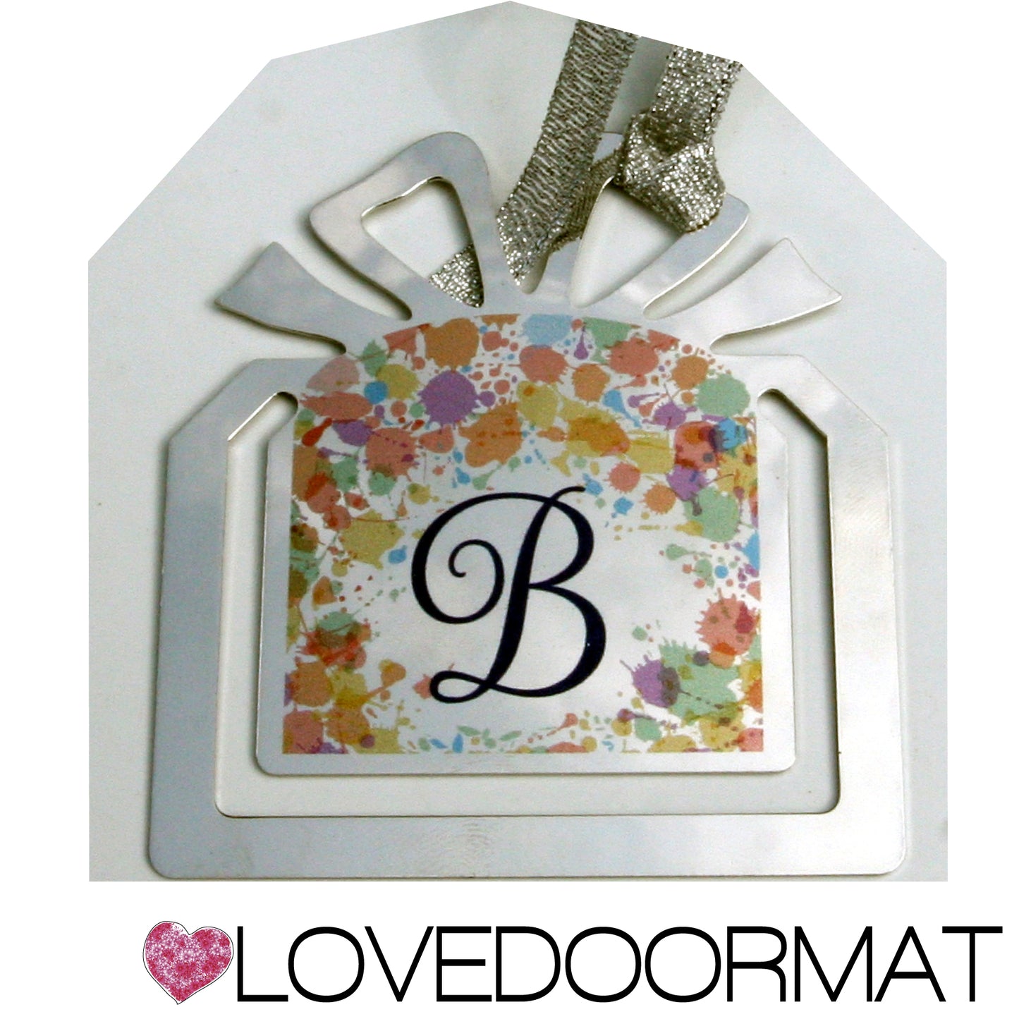Portafoto A Clip - Monogramma - LOVEDOORMAT in Metallo dipinto a mano con Lettera e Design cm. 5x4