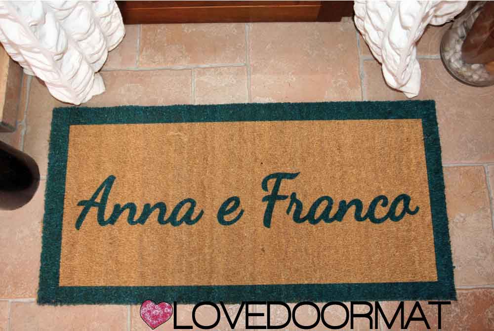 Zerbino Personalizzato – Bordi, Tuo Testo – LOVEDOORMAT in Cocco, Fondo in Gomma 100% BIO e Con Il Tuo Testo