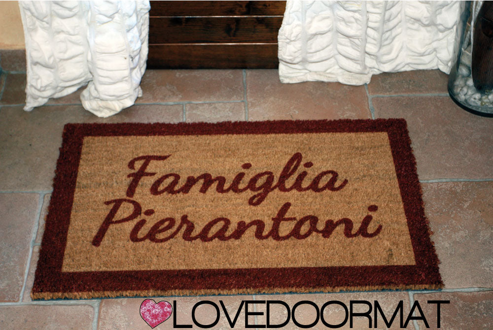 Zerbino Personalizzato – Bordi, Tuo Testo – LOVEDOORMAT in Cocco, Fondo in Gomma 100% BIO e Con Il Tuo Testo