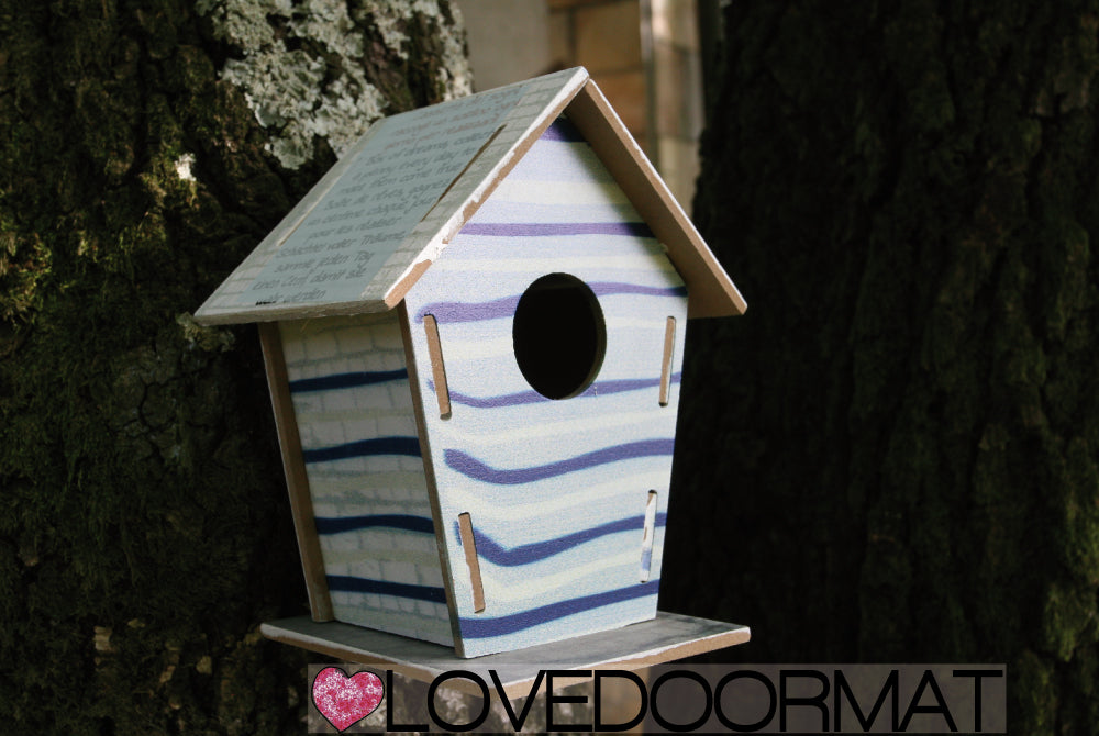 Casetta Uccelli Personalizzabile – Casa Collina – LOVEDOORMAT in Legno cm 17,5x12x3,4