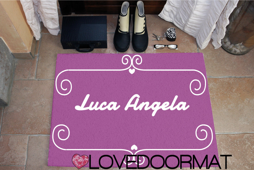 Zerbino Personalizzato – Damion, Tuo Testo – LOVEDOORMAT in Pvc, Fondo in Gomma