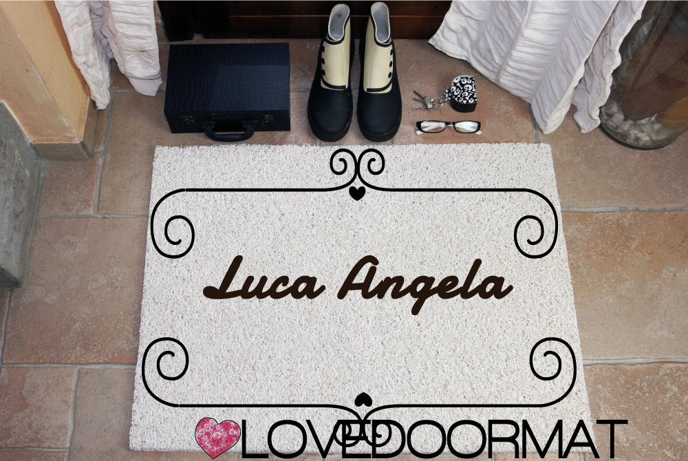 Zerbino Personalizzato – Damion, Tuo Testo – LOVEDOORMAT in Pvc, Fondo in Gomma