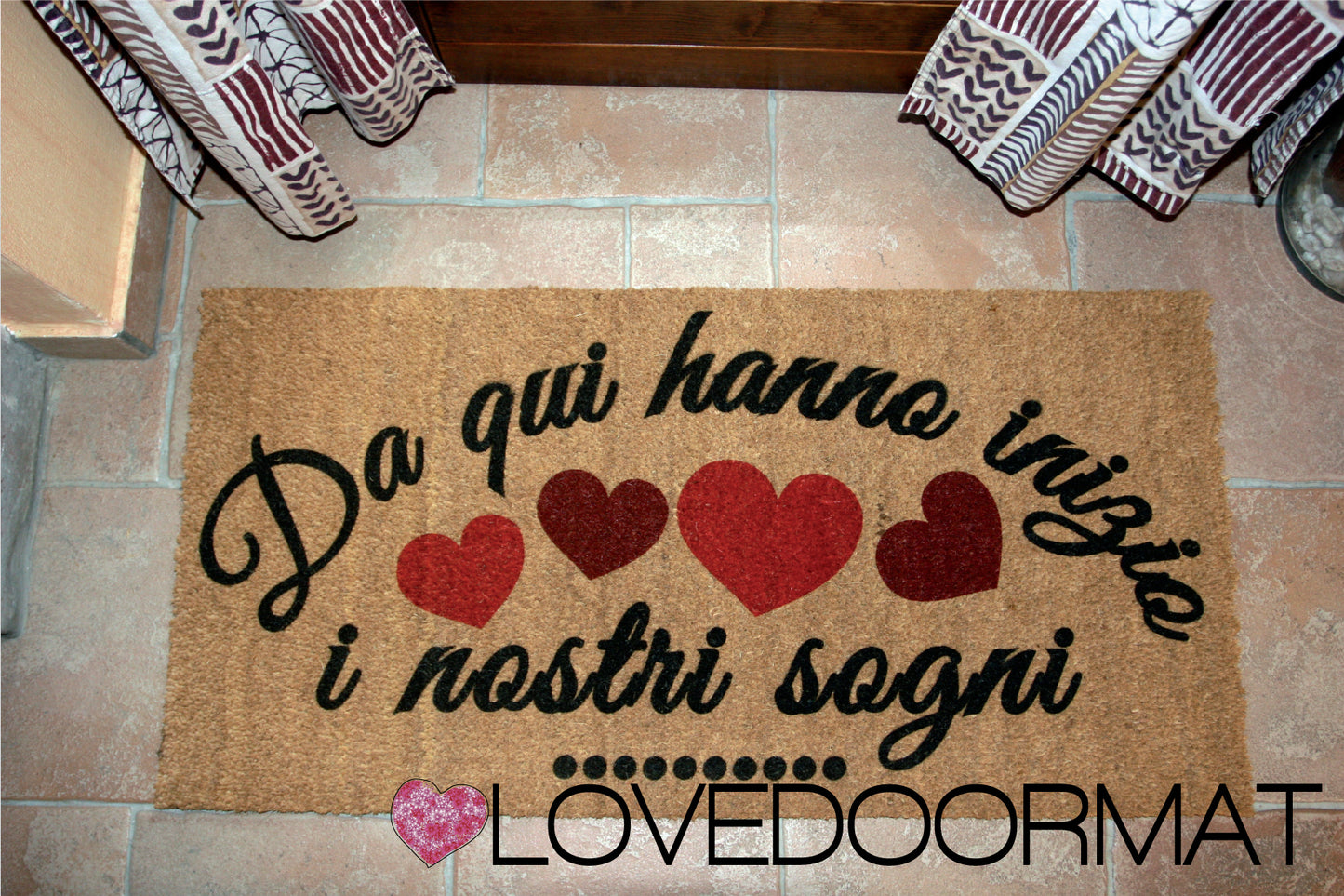Zerbino Personalizzabile – Da qui, i nostri sogni – LOVEDOORMAT in Cocco, Fondo in Gomma 100% BIO