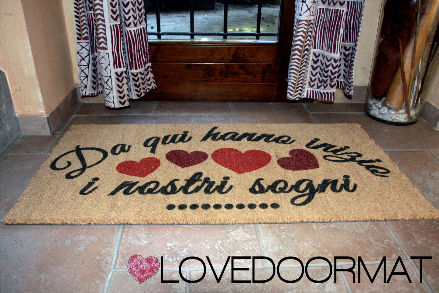 Zerbino Personalizzabile – Da qui, i nostri sogni – LOVEDOORMAT in Cocco, Fondo in Gomma 100% BIO