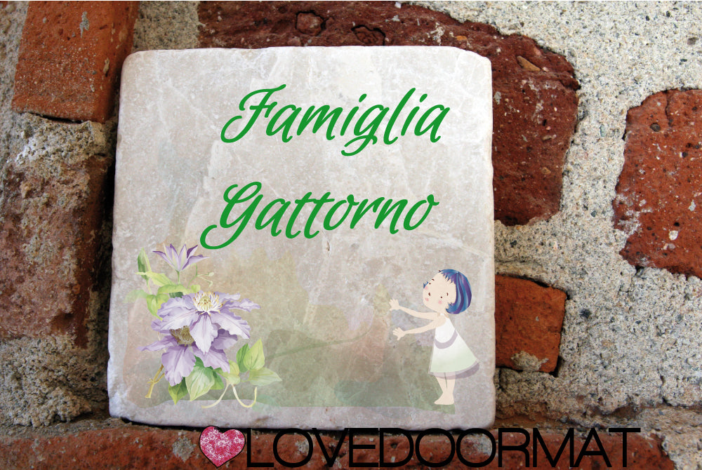 Formella Personalizzata – Ninfa dei Monti – LOVEDOORMAT in Marmo 100% Naturale