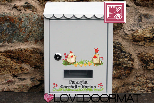 Cassetta Posta Personalizzata – Galline Felici – LOVEDOORMAT In Acciaio Dipinto cm 30x21x7