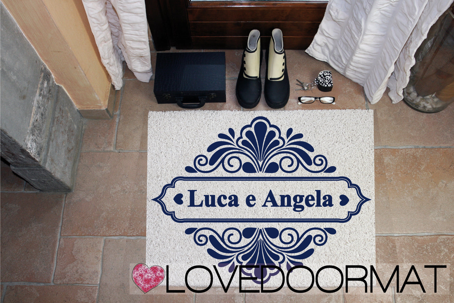 Zerbino Personalizzato – Grange, Tuo Testo – LOVEDOORMAT in Pvc, Fondo in Gomma, 100% Impermeabile