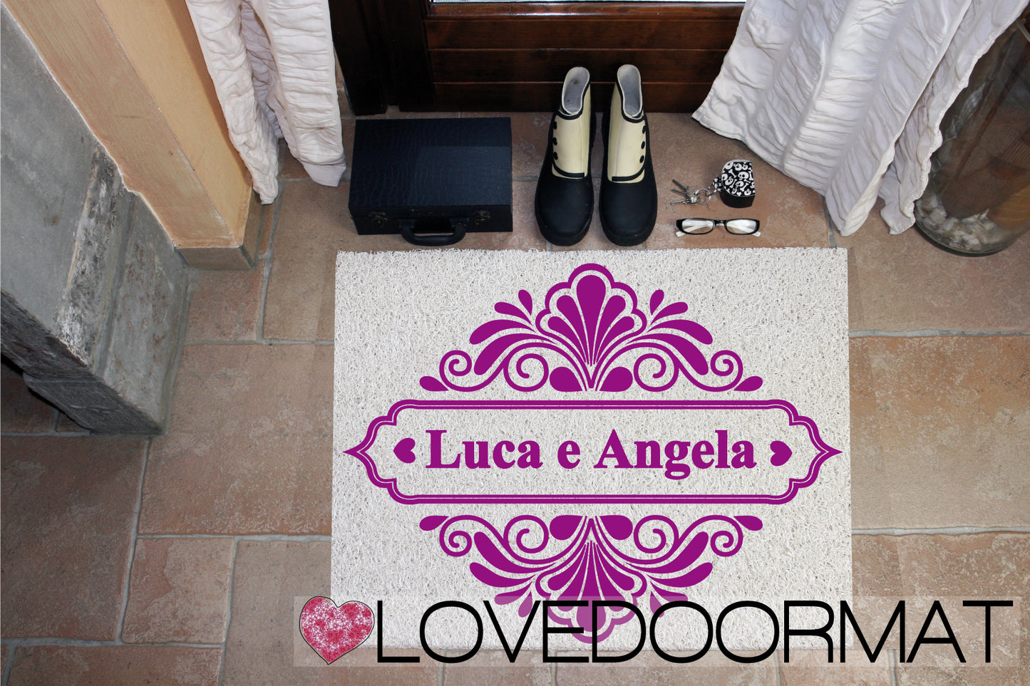 Zerbino Personalizzato – Grange, Tuo Testo – LOVEDOORMAT in Pvc, Fondo in Gomma, 100% Impermeabile