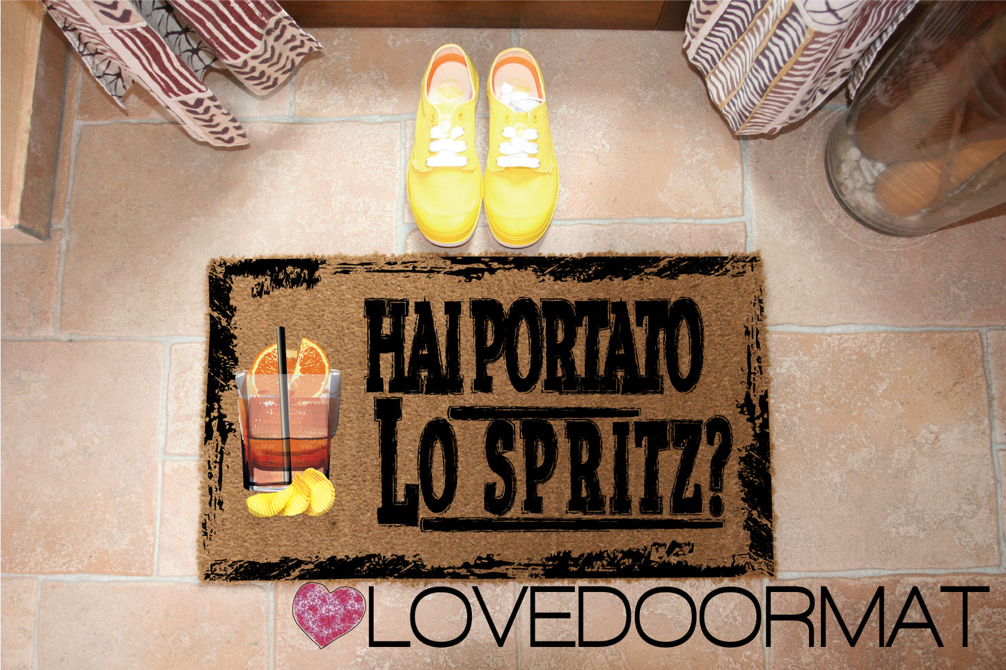 Zerbino Personalizzabile – Hai Portato lo Spritz? – LOVEDOORMAT in Cocco, Fondo in Gomma 100% BIO