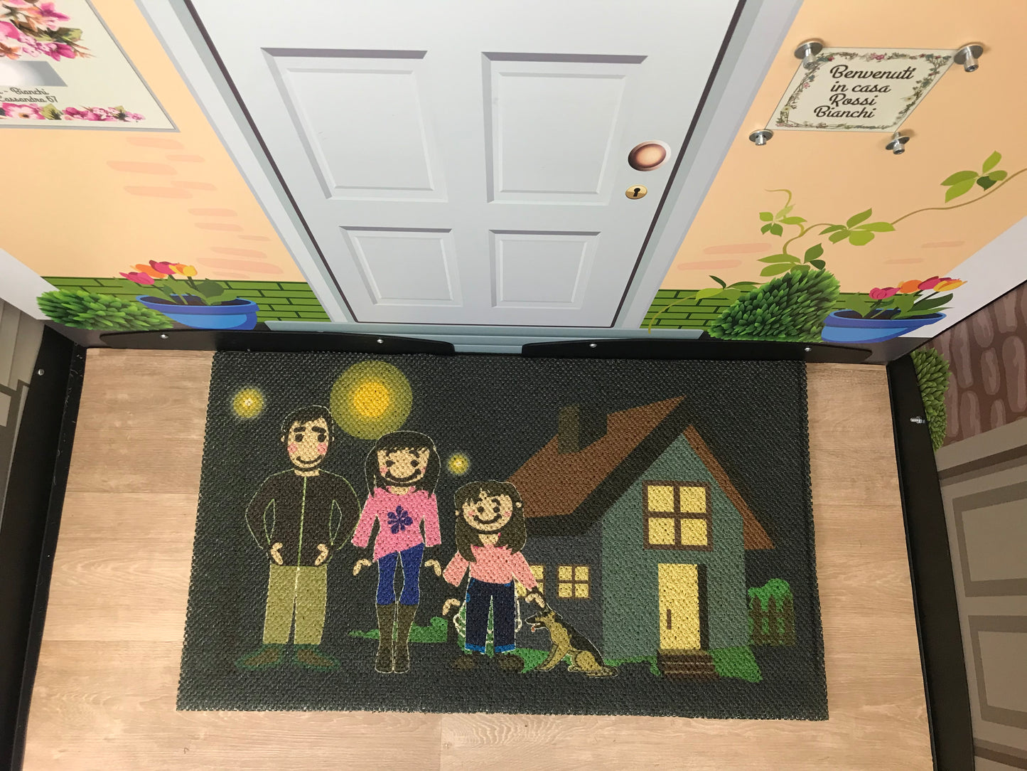 Zerbino Personalizzato – Fumetto Famiglia – LOVEDOORMAT in Pvc, Fondo in Gomma, 100% Impermeabile