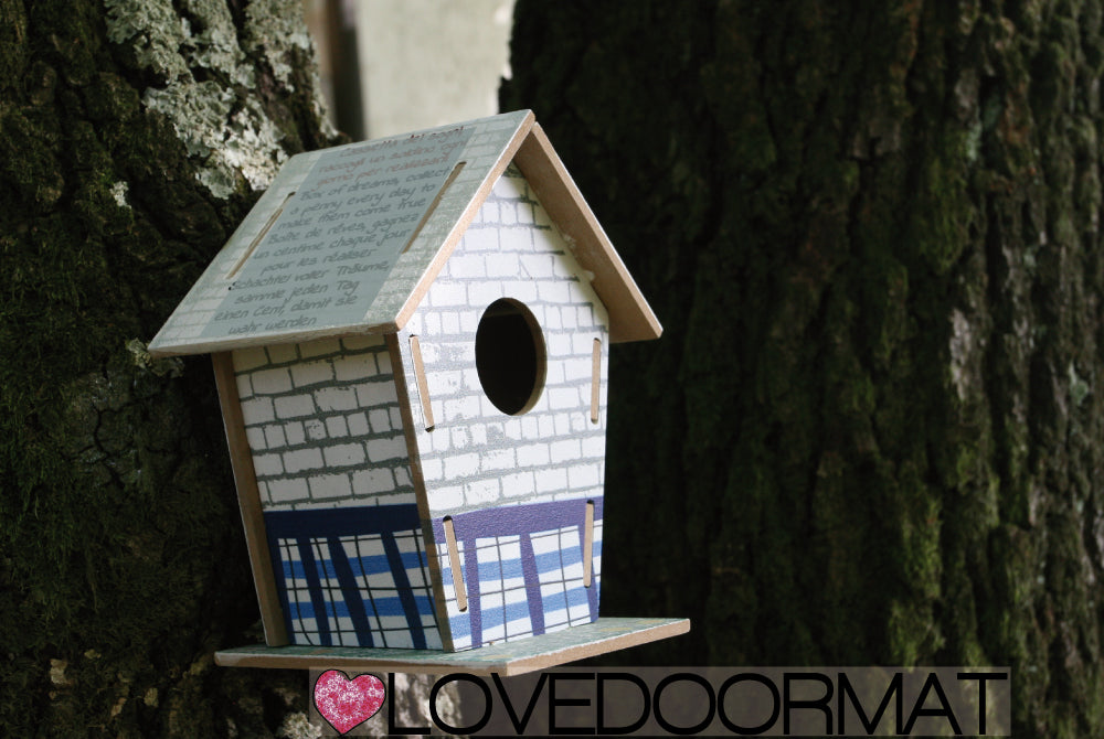 Casetta Uccelli Personalizzabile – Casa Lago – LOVEDOORMAT in Legno cm 17,5x12x3,4