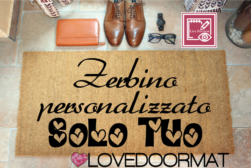 Zerbino Personalizzato – Solo Tuo – LOVEDOORMAT in Cocco, Fondo in Gomma 100% BIO