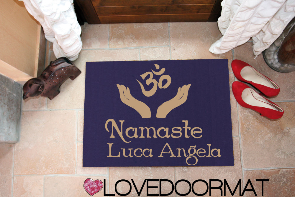 Zerbino Personalizzato – Namasté, Tuo Testo – LOVEDOORMAT in Cocco, Fondo in Gomma 100% BIO