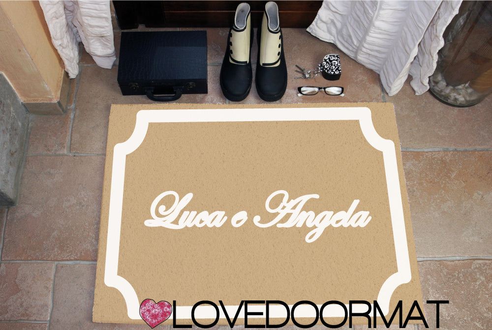 Zerbino Personalizzato – Cornice Class, Tuo Testo – LOVEDOORMAT in Pvc, Fondo in Gomma