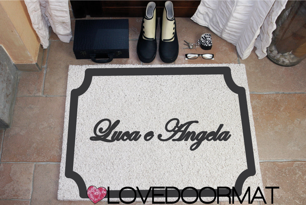 Zerbino Personalizzato – Cornice Class, Tuo Testo – LOVEDOORMAT in Pvc, Fondo in Gomma