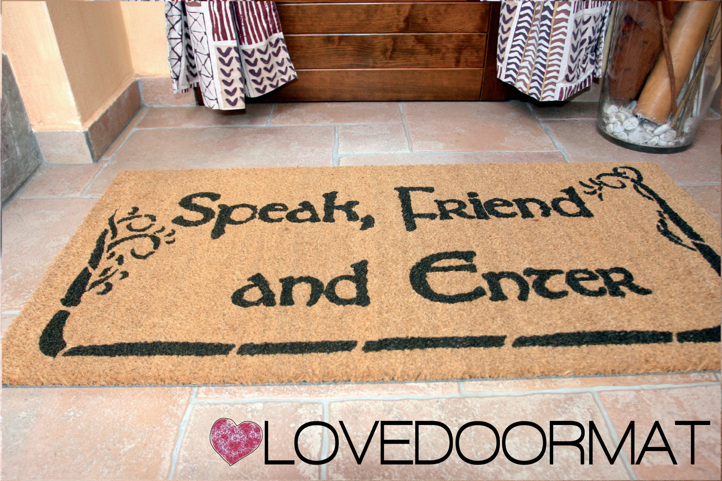 Zerbino Personalizzabile – Speak Friend, and Enter – LOVEDOORMAT in Cocco, Fondo in Gomma 100% BIO