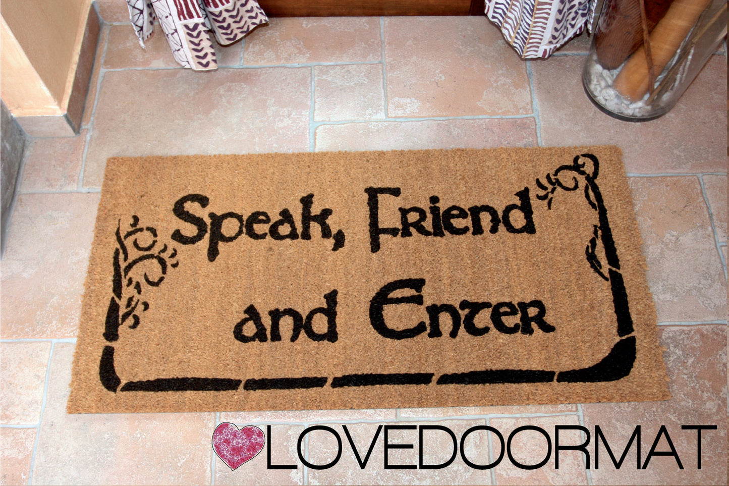 Zerbino Personalizzabile – Speak Friend, and Enter – LOVEDOORMAT in Cocco, Fondo in Gomma 100% BIO