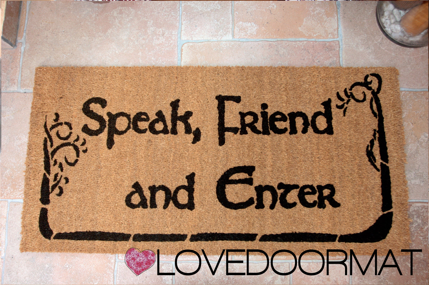 Zerbino Personalizzabile – Speak Friend, and Enter – LOVEDOORMAT in Cocco, Fondo in Gomma 100% BIO
