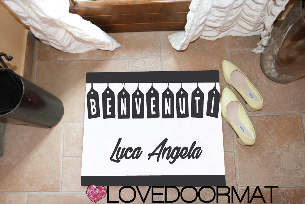 Zerbino Personalizzato – Tag, Tuo Testo – LOVEDOORMAT in Feltro, Fondo in Gomma, 100% asciugapassi