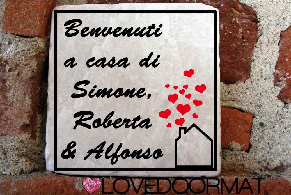 Formella Personalizzata – Benvenuti A Casa – LOVEDOORMAT in Marmo 100% Naturale