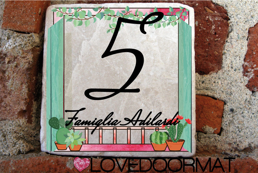 Formella Personalizzata – Cactus – LOVEDOORMAT in Marmo 100% Naturale