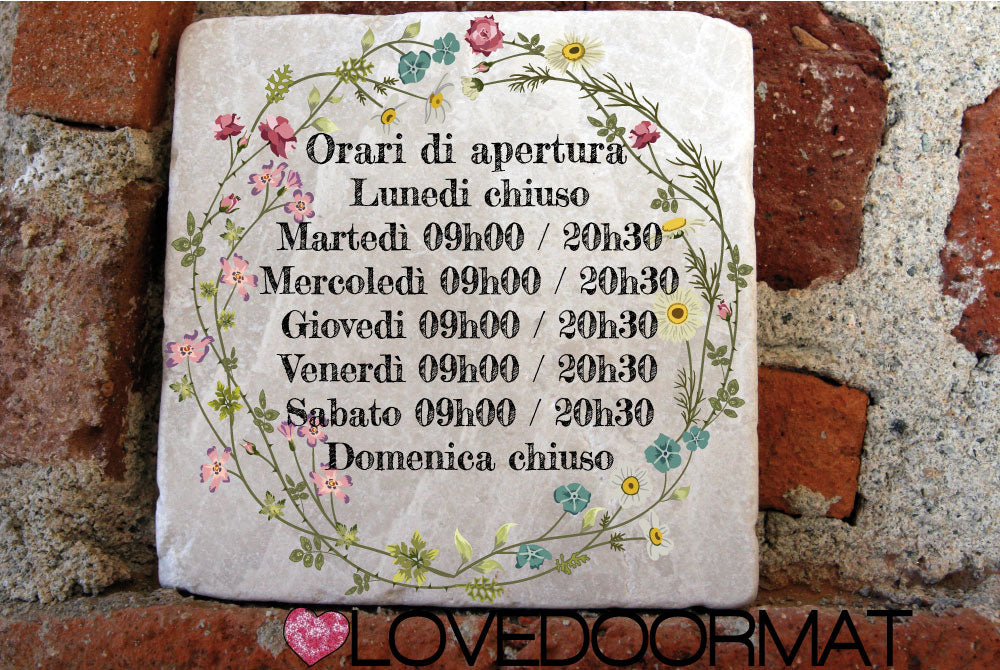 Formella Personalizzata – Anello Fiorito – LOVEDOORMAT in Marmo 100% Naturale