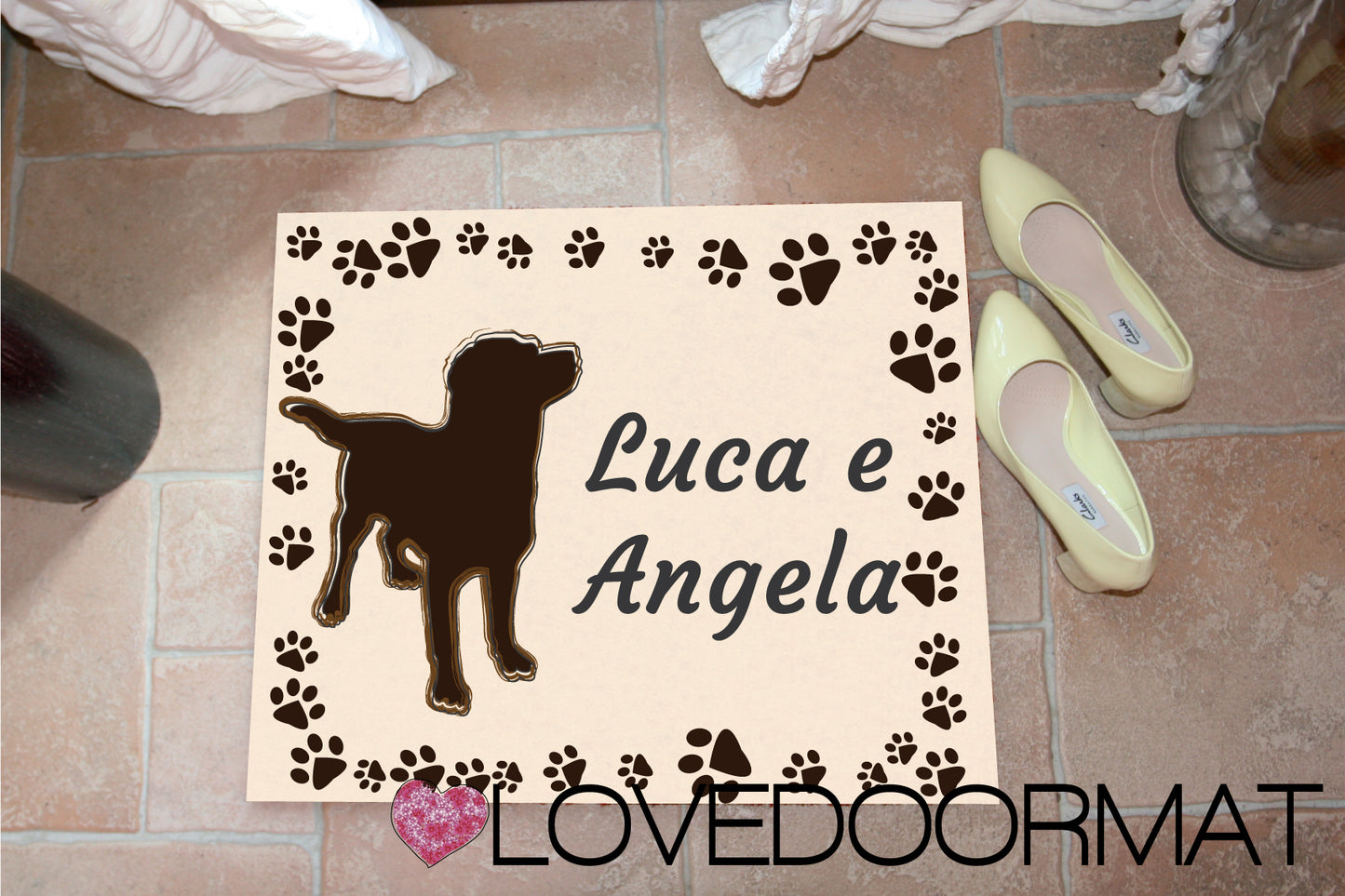 Tappeto Personalizzato – Tuo Cane, Tuo Testo – LOVEDOORMAT in Feltro e Gomma