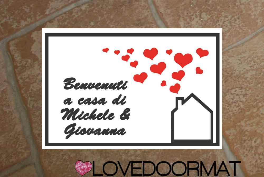 Tappeto Personalizzato – Benvenuti A Casa, Tuo Testo – LOVEDOORMAT in Feltro e Gomma