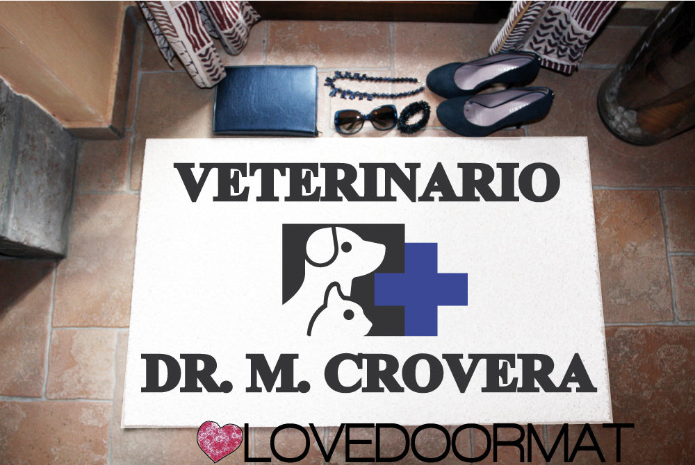 Tappeto Personalizzato – Studio Veterinario – LOVEDOORMAT in Feltro e Gomma, 100% asciugapassi