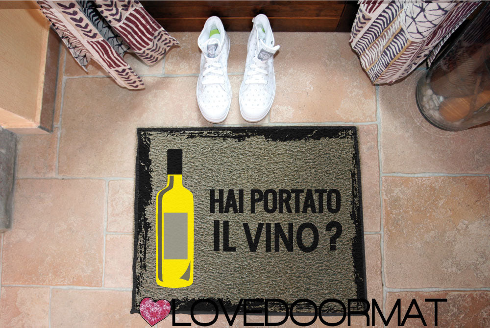 Zerbino Personalizzabile – Hai Portato il Vino Bianco? – LOVEDOORMAT in Pvc, Fondo in Gomma