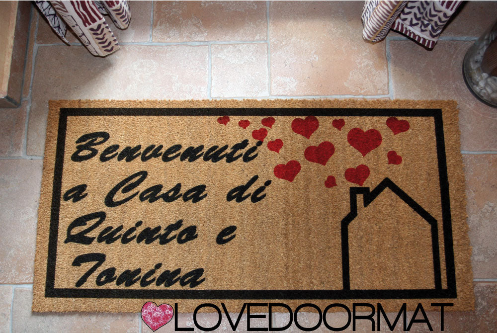 Zerbino Personalizzato – Benvenuti A Casa, Tuo Testo – LOVEDOORMAT in Cocco, Fondo in Gomma 100% BIO