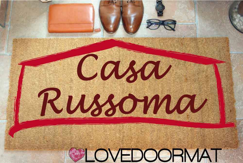 Zerbino Personalizzato – Casa Cornice, Tuo Testo – LOVEDOORMAT in Cocco, Fondo in Gomma 100% BIO