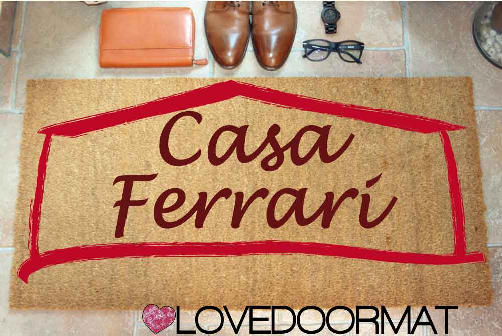 Zerbino Personalizzato – Casa Cornice, Tuo Testo – LOVEDOORMAT in Cocco, Fondo in Gomma 100% BIO