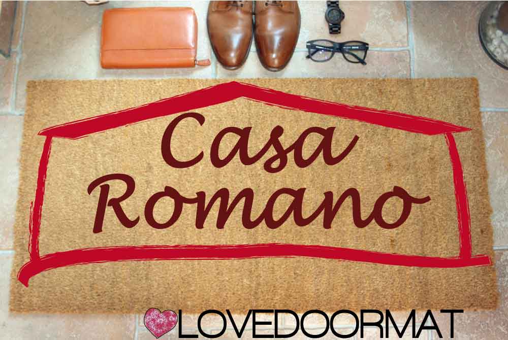 Zerbino Personalizzato – Casa Cornice, Tuo Testo – LOVEDOORMAT in Cocco, Fondo in Gomma 100% BIO