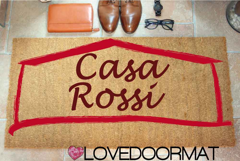 Zerbino Personalizzato – Casa Cornice, Tuo Testo – LOVEDOORMAT in Cocco, Fondo in Gomma 100% BIO