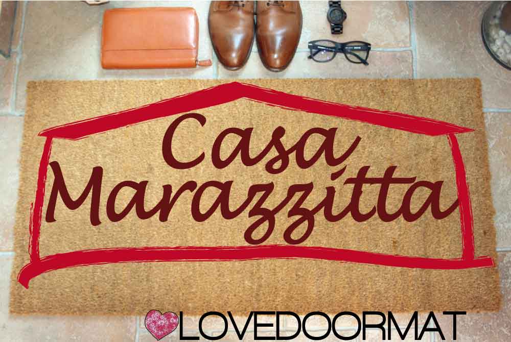 Zerbino Personalizzato – Casa Cornice, Tuo Testo – LOVEDOORMAT in Cocco, Fondo in Gomma 100% BIO