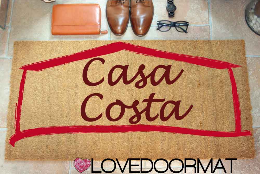 Zerbino Personalizzato – Casa Cornice, Tuo Testo – LOVEDOORMAT in Cocco, Fondo in Gomma 100% BIO