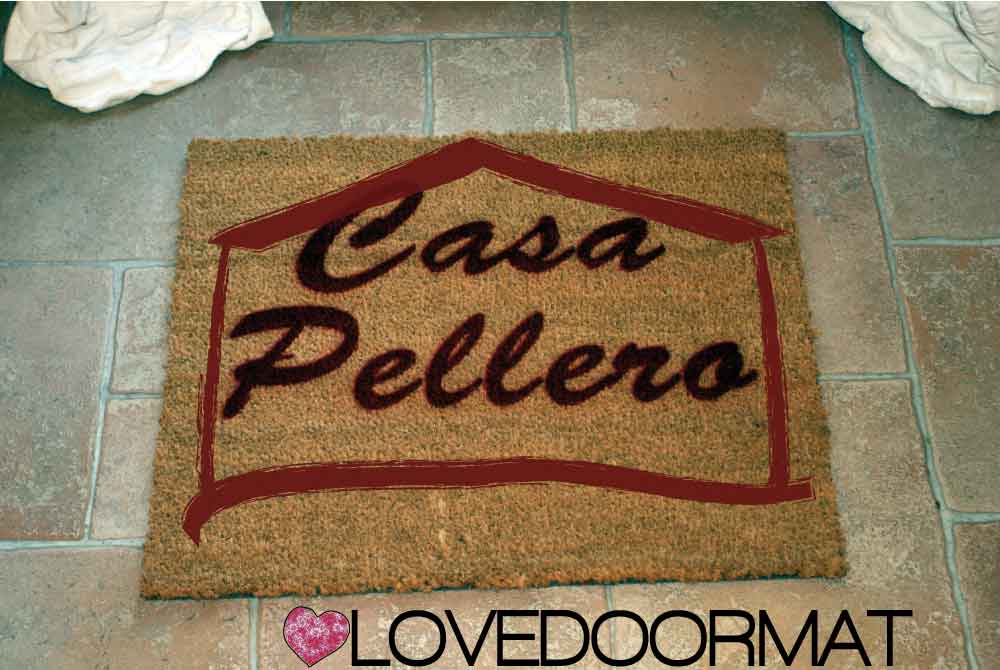 Zerbino Personalizzato – Casa Cornice, Tuo Testo – LOVEDOORMAT in Cocco, Fondo in Gomma 100% BIO