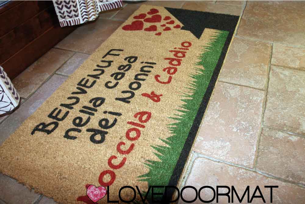 Zerbino Personalizzato – Prato, Casa, Cuori, Tuo Testo – LOVEDOORMAT in Cocco, Fondo in Gomma 100% BIO