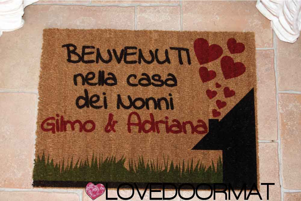 Zerbino Personalizzato – Prato, Casa, Cuori, Tuo Testo – LOVEDOORMAT in Cocco, Fondo in Gomma 100% BIO