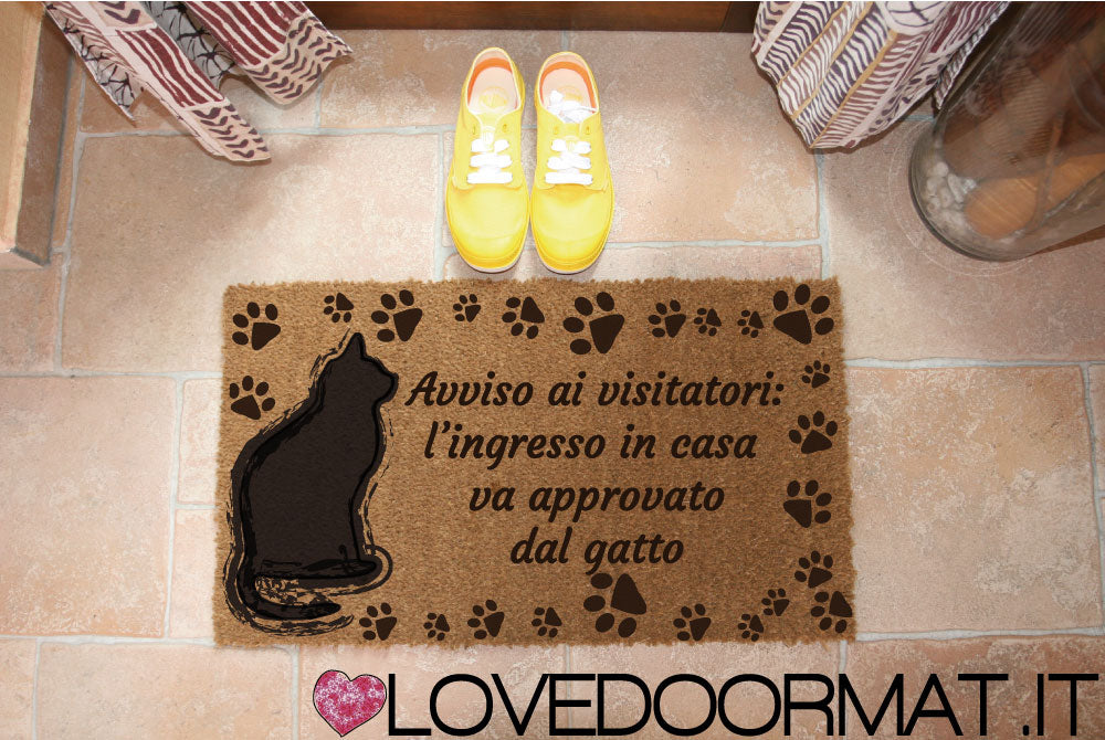Zerbino Personalizzato – Tuo Gatto, Tuo Testo – LOVEDOORMAT in Cocco, Fondo in Gomma 100% BIO