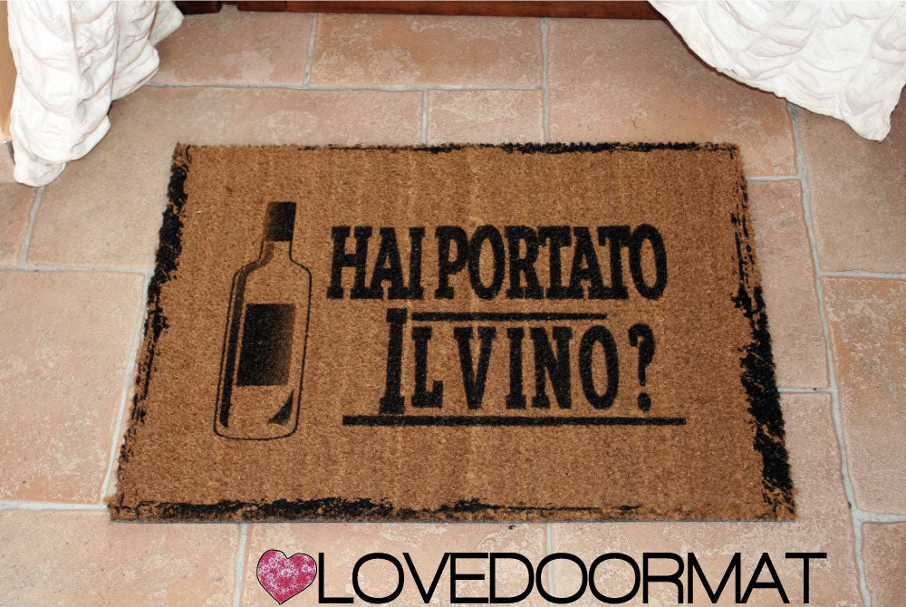 Zerbino Personalizzabile – Hai Portato il Vino? – LOVEDOORMAT in Cocco, Fondo in Gomma 100% BIO