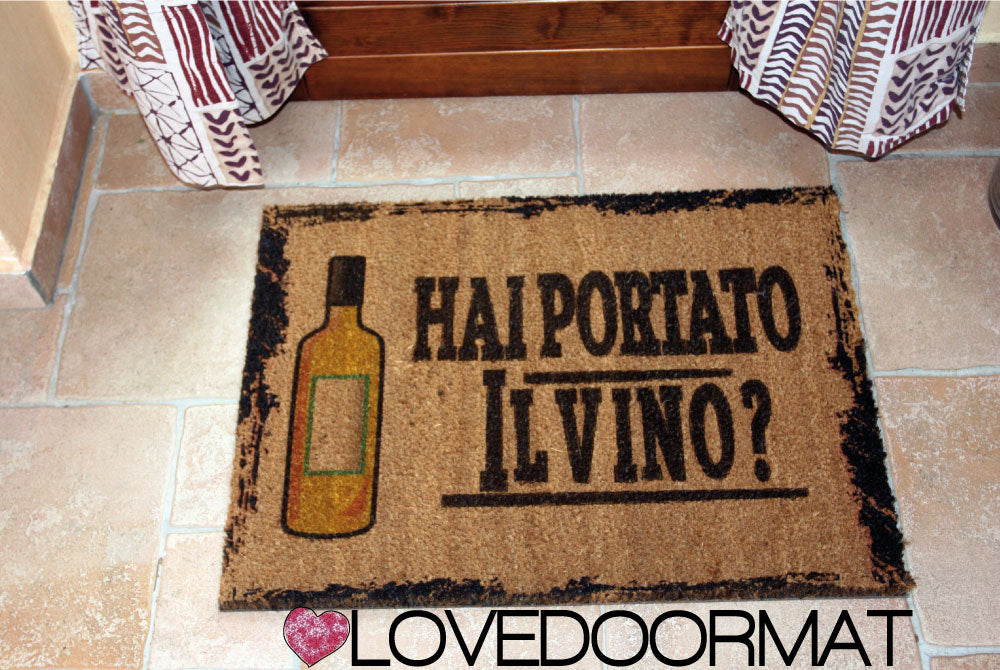 Zerbino Personalizzabile – Hai Portato il Vino Bianco? – LOVEDOORMAT in Cocco, Fondo in Gomma 100% BIO